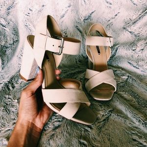 Zara White Suede Heel